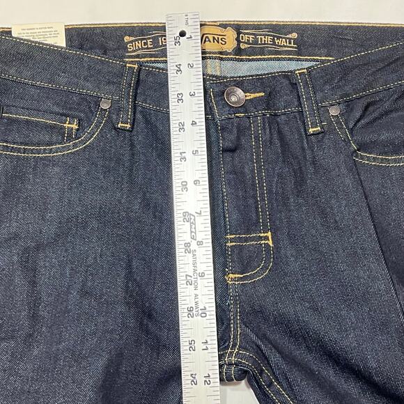 Vans Off the Wall Slimbo Denim Jeans Women 32x32 Dark Blue Slim Fit Low Rise New - Picture 9 of 10